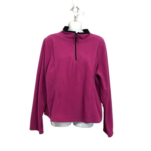 St. Johns Bay Active Womens Pink 1/4 Zip Up Pull Over Fleece Sweatshirt Large - Picture 1 of 4